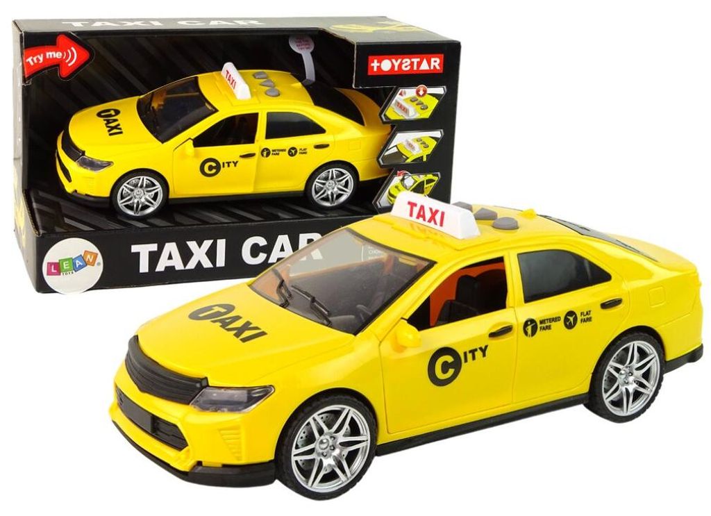 Lean Toys Auto Taxifahrzeug Taxi Fahrzeug Spielzeug Licht Produktbild 