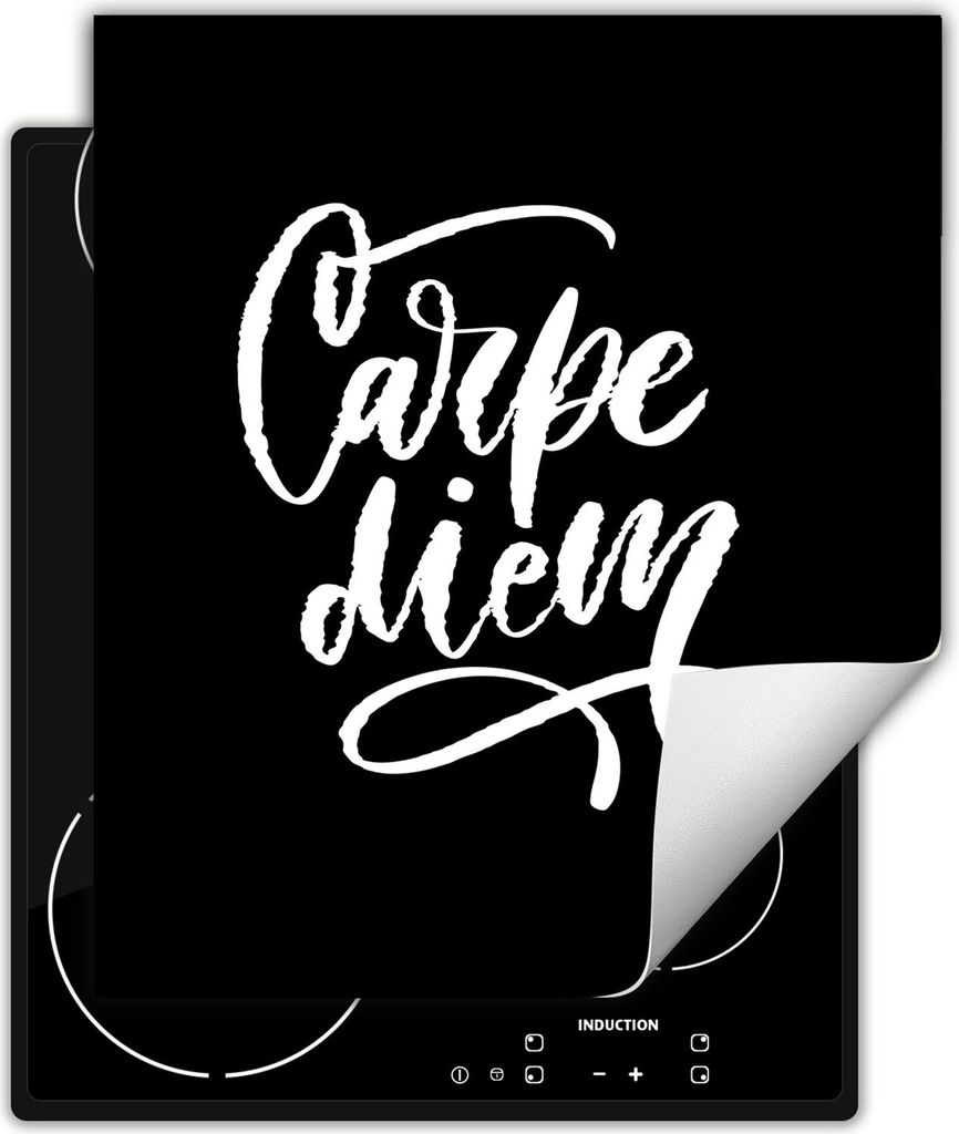 DarHaus Herdabdeckplatte 45x52 cm Anti Rutsch Matte Aufrollbar, schwarz - Carpe diem
