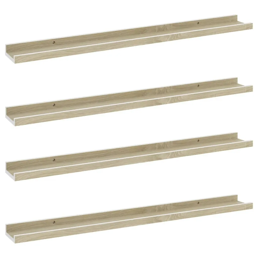 Set 4 Mensole Slim 80cm Rovere Sonoma e Bianco - Living Moderno - 2