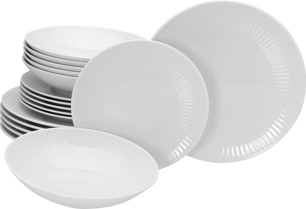 CreaTable, 21884, Valencia Weiss, Tellerset 18-tlg, Porzellan