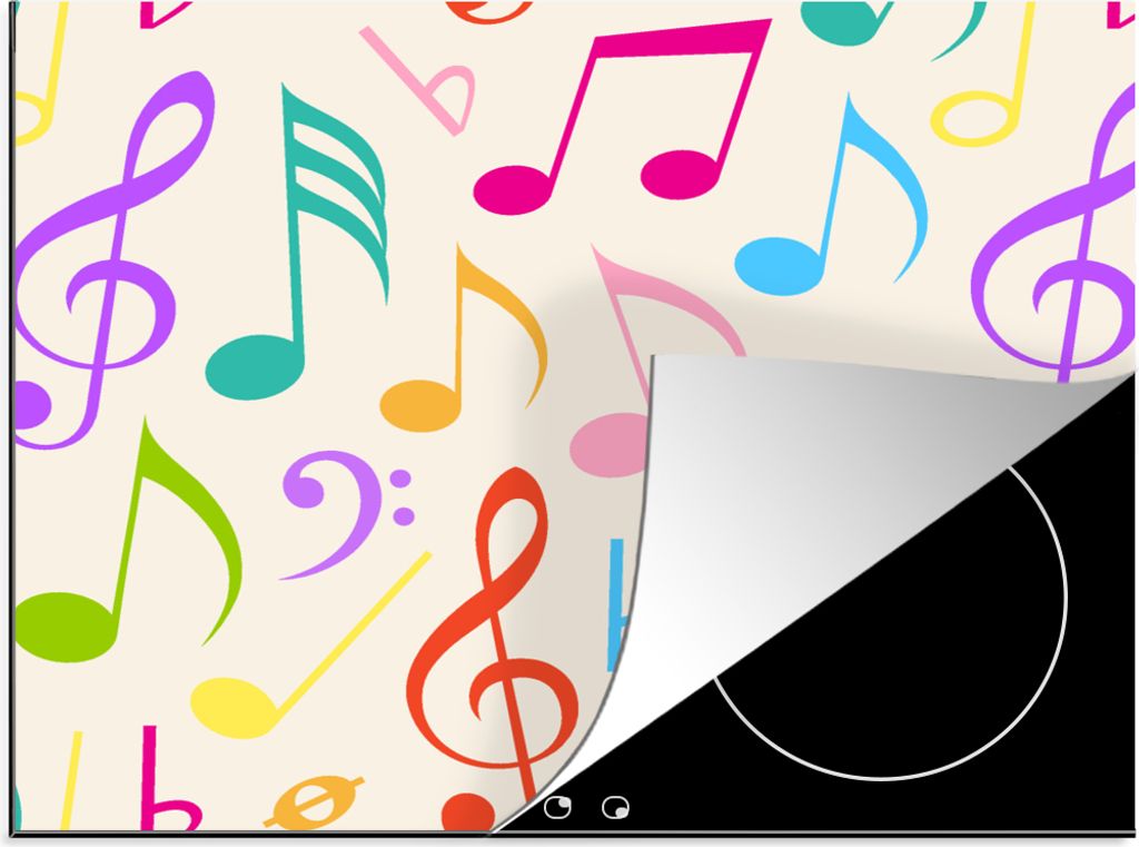 KitchenYeah Herdabdeckplatte Musik - Patterns - Regenbogen , 58x51cm, Küche Deko, Glaskeramikfeld Herdabdeckung, Abdeckplatte fùr Kochfeld