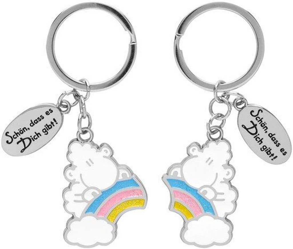 Regenbogenschlüsselanhänger für zwei, Hänge-Set, zwei Hänger mit Schlüsselanhänger, Metall, Metall | Geschenk, für zwei, für Paare | 47009