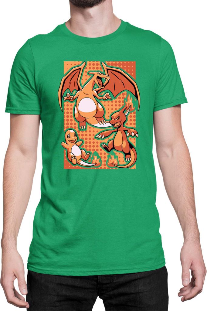 Herren T-Shirt Japan Manga Anime Comics Pokemon 020, Man L / Grün