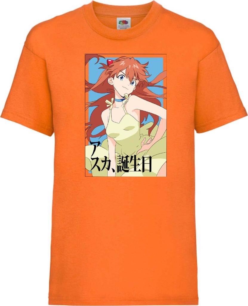 Kinder T-Shirt Neon Anime Genesis Manga Evangelion Asuka Langley Soryu 03 Asuka Langley, 12-13 Jahr - 152 / Orange