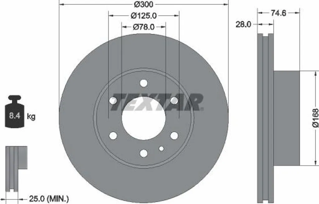 Disque de frein TEXTAR 92155900 OE 2996131 pour Iveco Daily III IV V