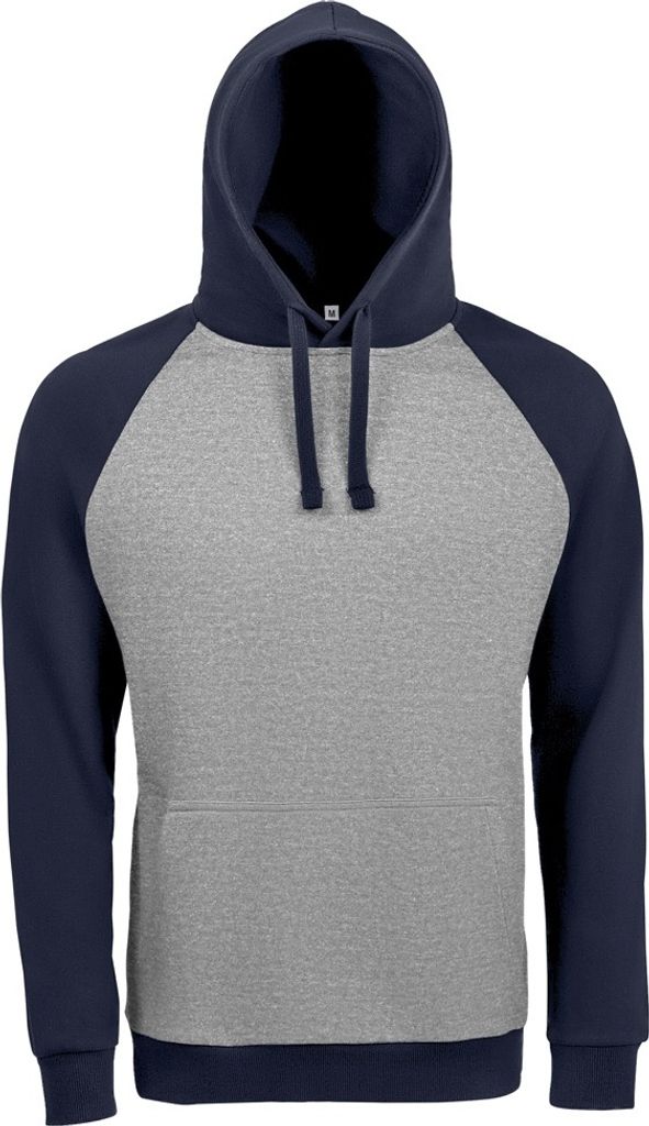 SOLS Uni Seattle Kontrast Raglan Kapuzenpullover PC3644 (XS) (Grau meliert/Navy)