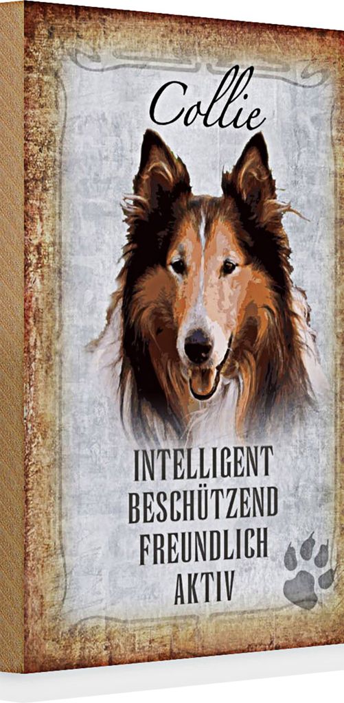 Holzschild Spruch 20x30cm Collie Hund freundlich
