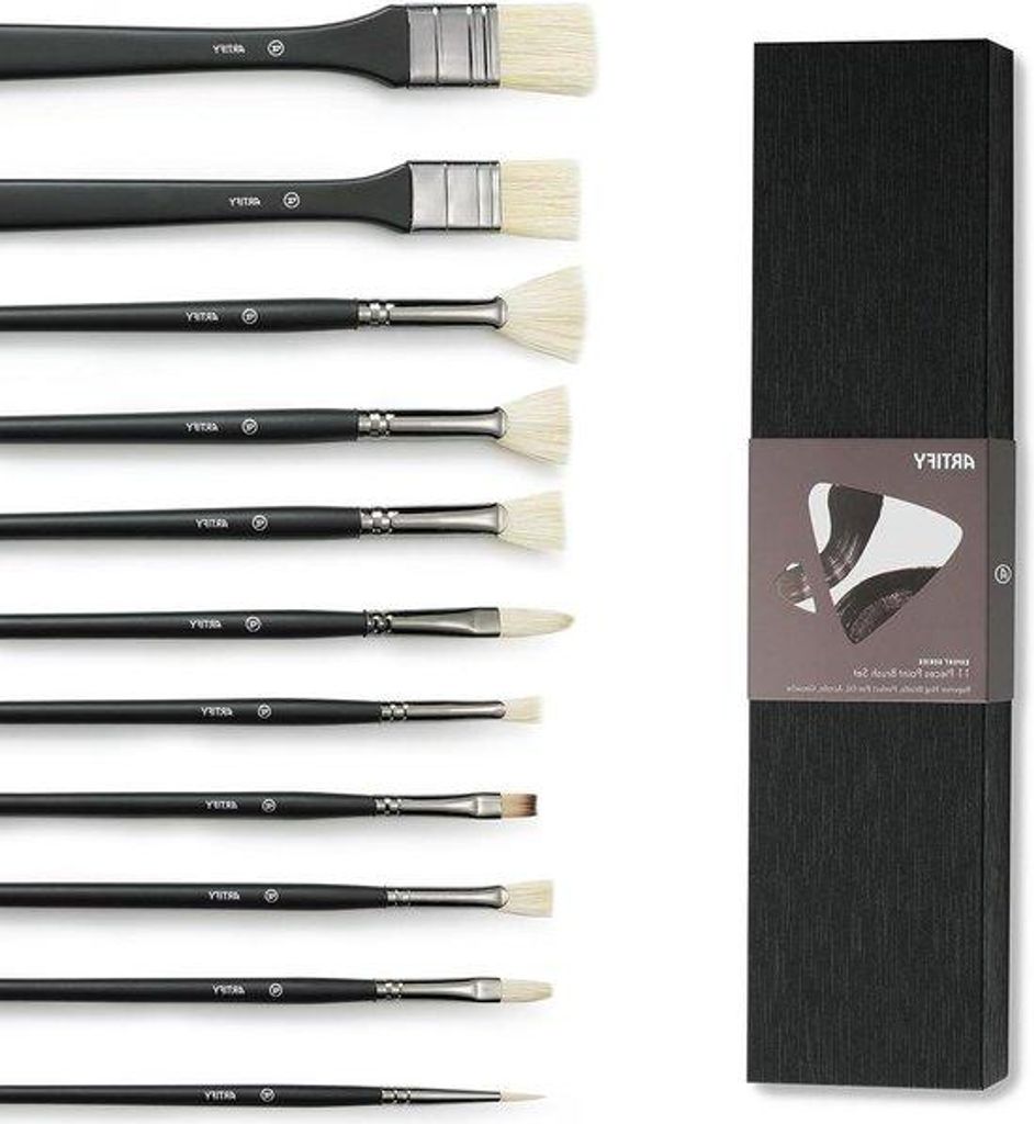 Professionelle Ölpinsel-Sets - 11 Teile | Ölpinsel-Sets für Profis | Natürliche Borsten mit Nylon-Ölpinsel - Ideal für Ölbilder, Acryl, Säu...