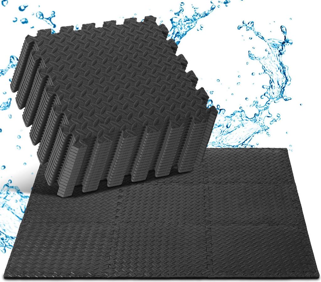Faziango Poolmatte Blattmuster Schwarz 40×40cm 54 Stück wärmeisolierend Outdoor