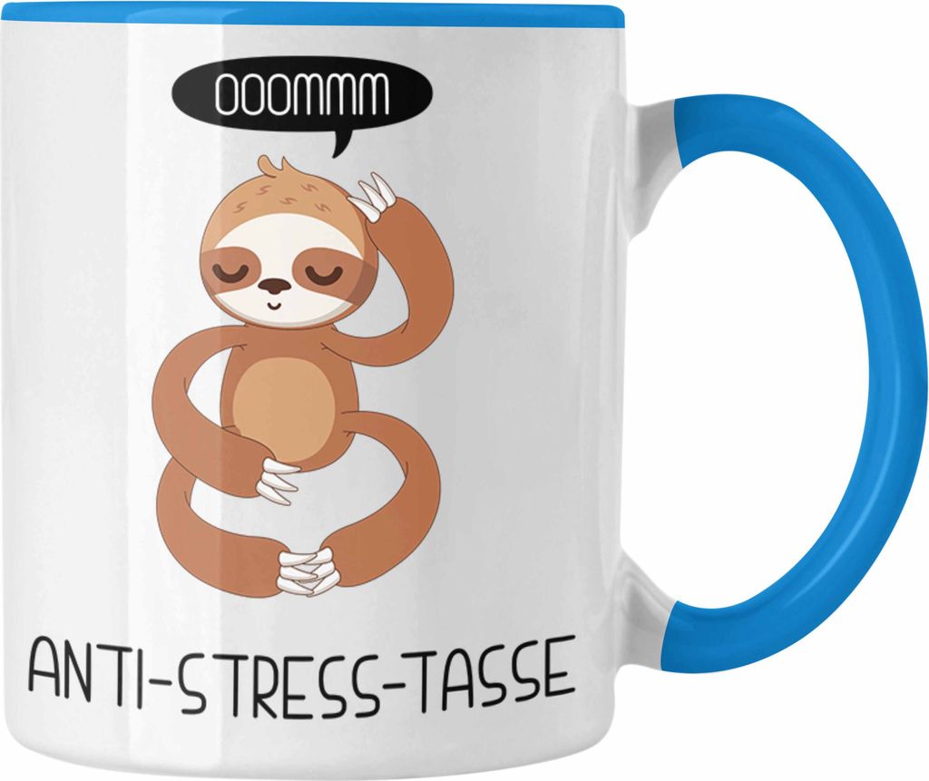 Trendation - Anti Stress Tasse Geschenk Kollegin Kollege Bürotasse mit Spruch Erzieherin Mama Rentner (Blau)