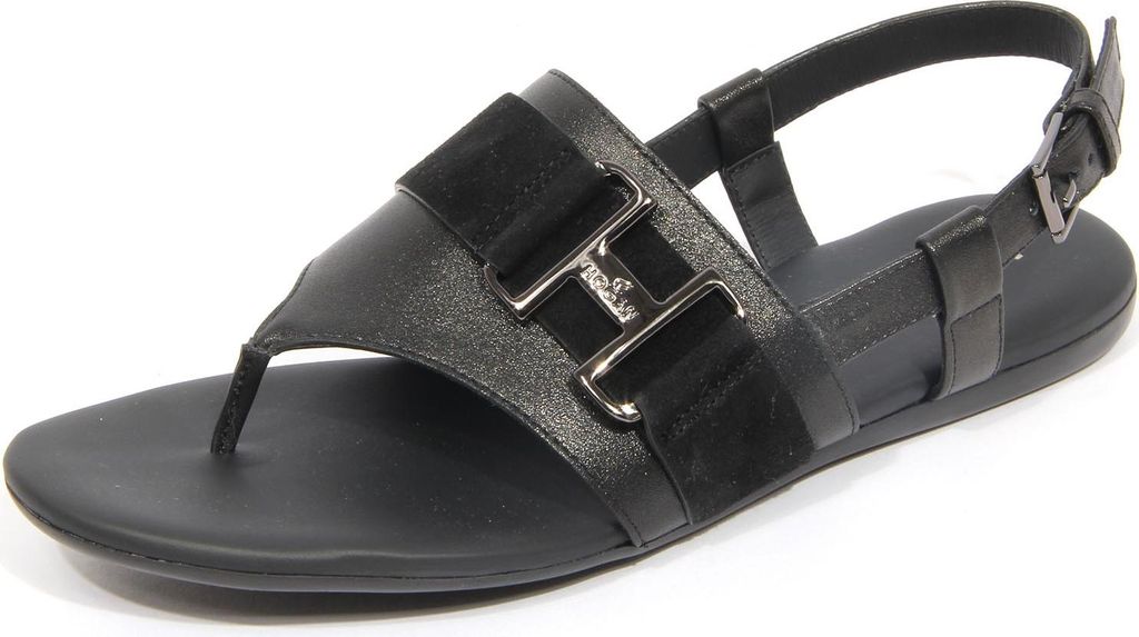 G3846 sandalo infradito donna HOGAN schwarz Leder/Wildleder Sandale Frauen