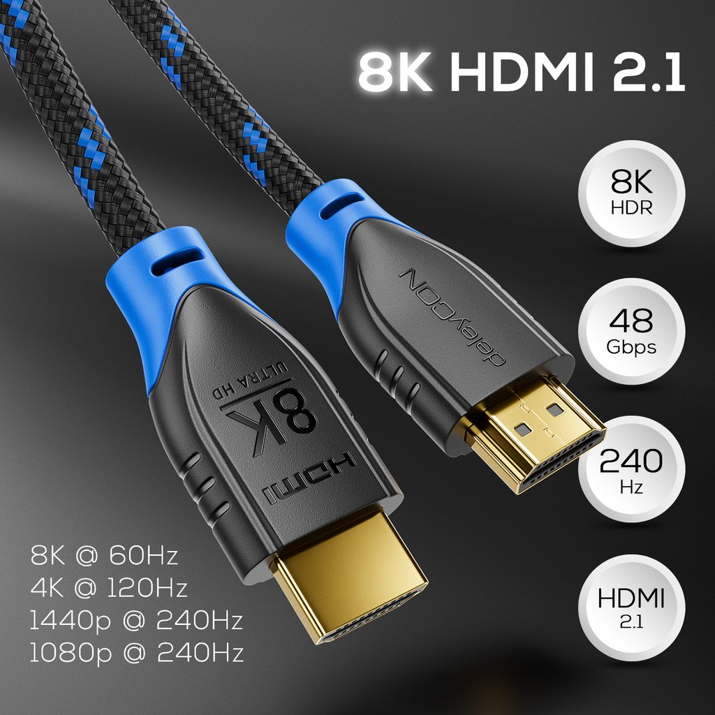 deleyCON - 1m - 8K HDMI 2.1 Kabel 48G - Nylon - 8K@60Hz / Produktbild 3