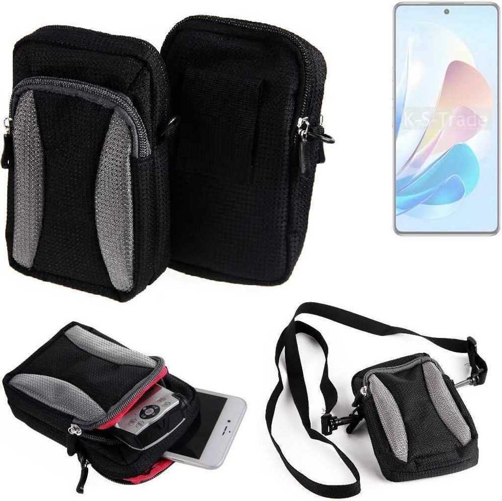 K-S-Trade Holster Schutz Hülle kompatibel mit Tecno Camon 30 Premier 5G Handy Hülle Gürteltasche Umhängetasche mit Zusatzfach schwarz