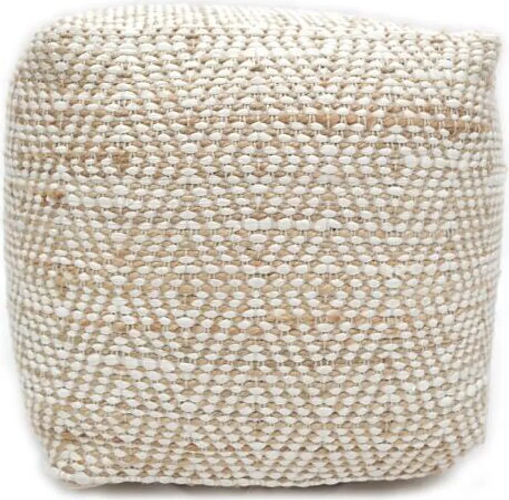 Petit pouf ivoire Abella 40x40cm - Assise confort pour salon chic