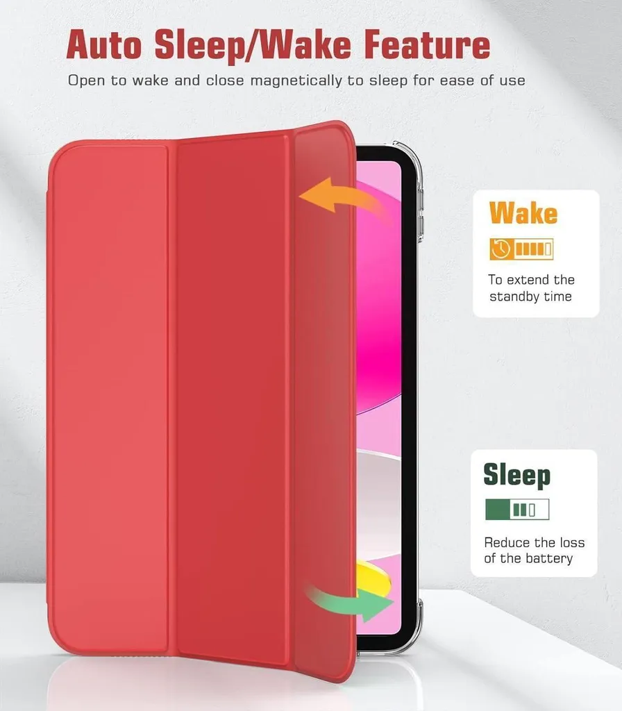 TiMOVO iPad 10.9 Case 2022 - Cover Rossa Elegante Smart Shell - 5
