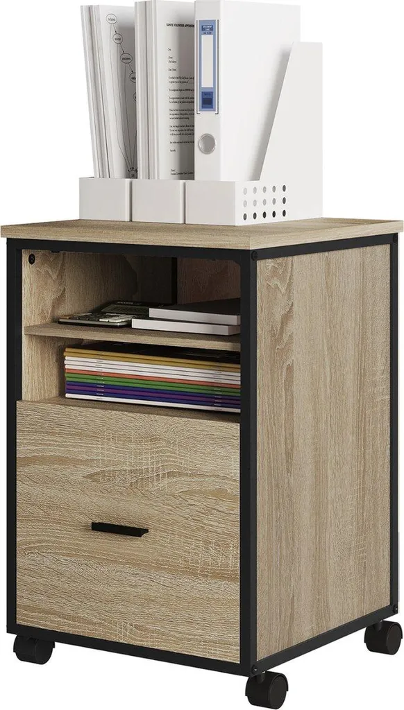 Caisson de Bureau Londres Mobile pour Rangement de Documents en Bois - 8