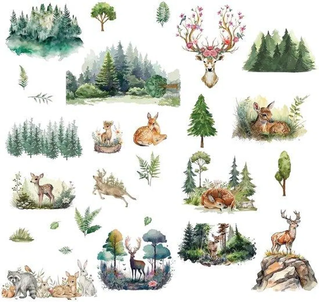 Stickers Cerf Multi-Motifs : Décoration de Fenêtre et Vitrine Originale