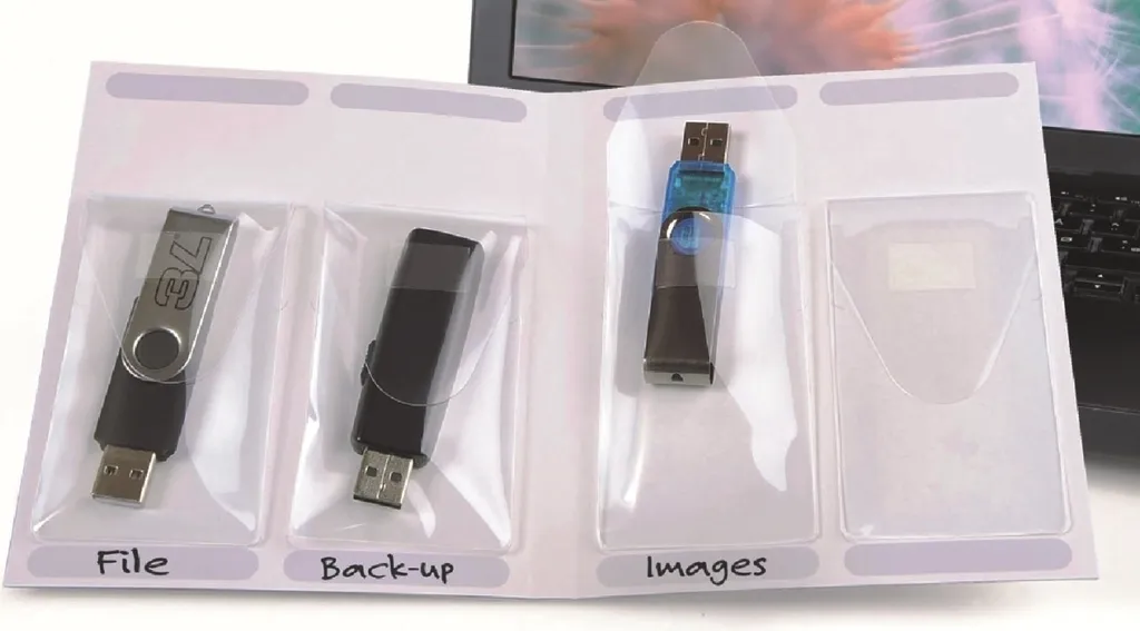 Fixation clé USB 3L 52,5x90 mm anti-perte pour dossiers - 10 pièces PAK A
