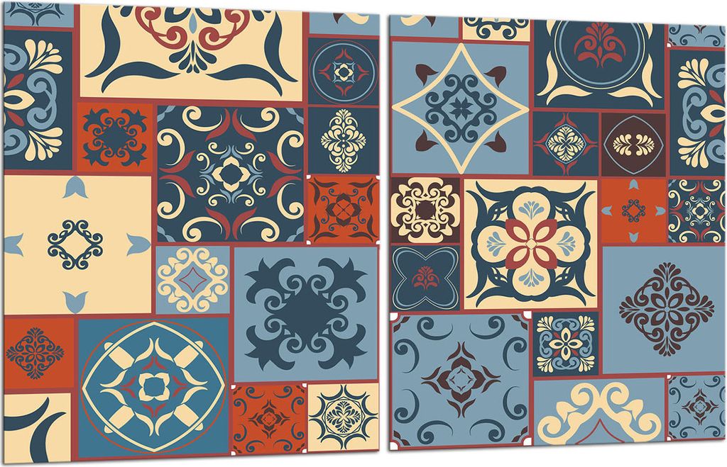 Herdabdeckplatten 2x40x52 Glaskeramikfeld 2-Teilig Glas Spritzschutz Mosaik