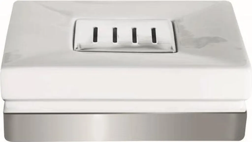 Porte-Savon Aspect Pierre Roma Blanc et Argenté 12x8cm pour Lavabo