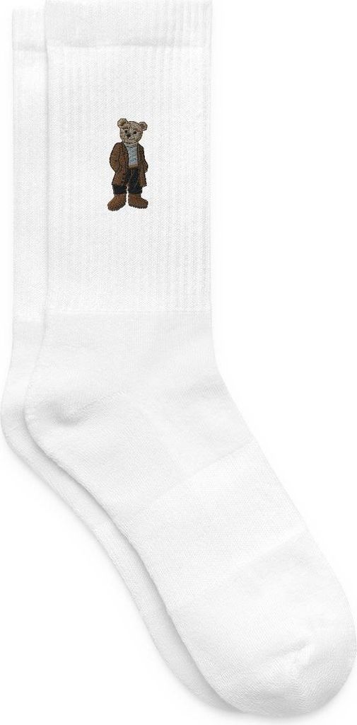Spreadshirt Gestickter Teddy Mit Mantel Und Rollkragen Tennissocken, 37-41, Weiß