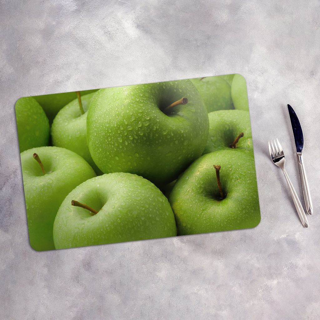Tischset 6x45x30 cm Platzset Tischmatte Platzmatte Untersetzer - grüner Apfel Obst