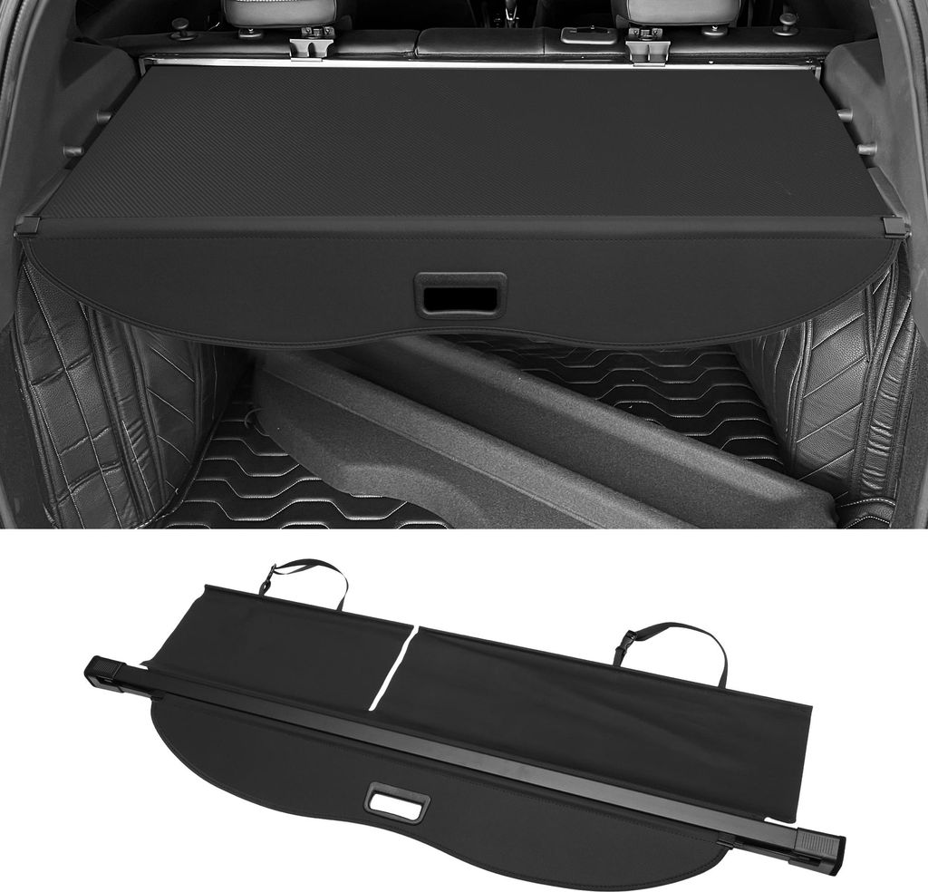 Auto ausziehbare Kofferraumabdeckung für Toyota Highlander Heckklappe Gepäck Sicherheitsabdeckung Schatten, Leinwand, Glanzschwarz
