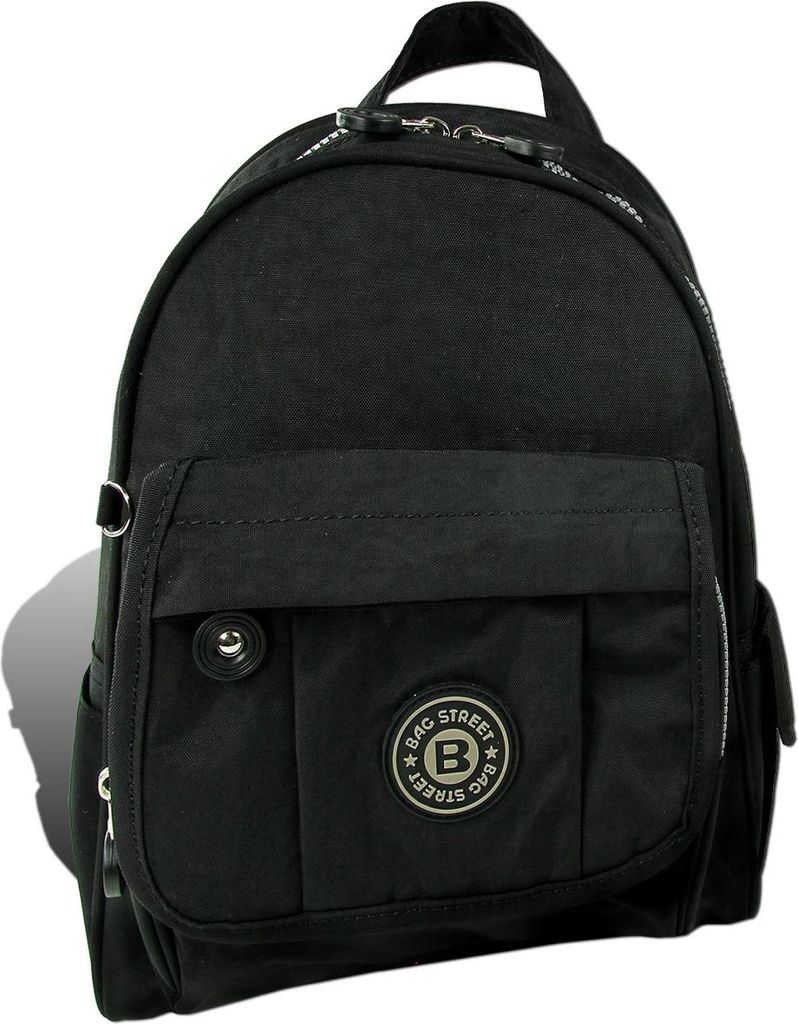 Bag Street Rucksack Crinkle Nylon schwarz trendiger Damen Cityrucksack D2ORJ201S
