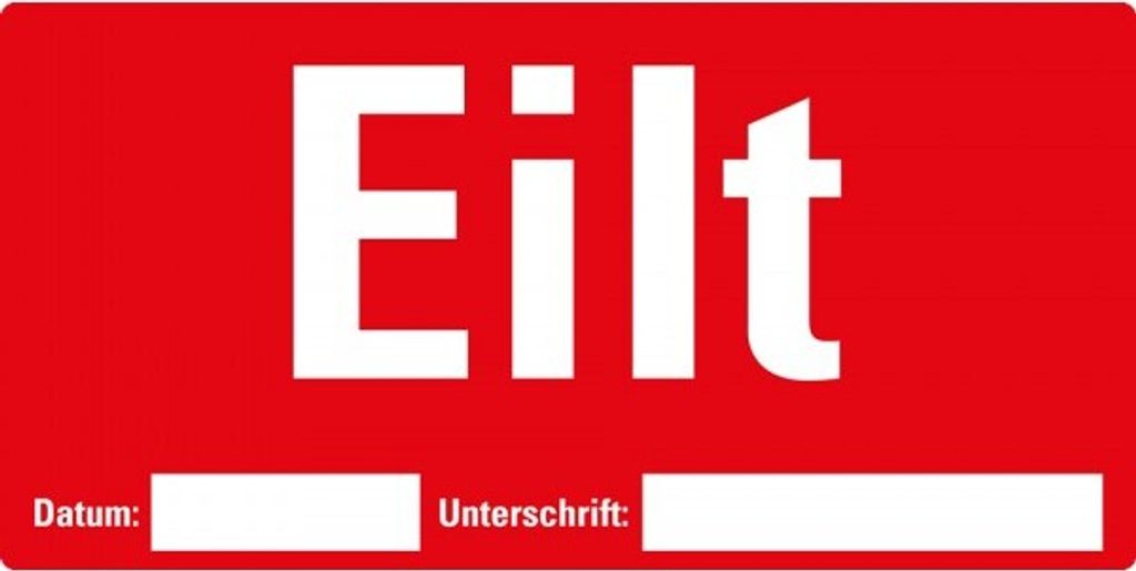 Dreifke Aufkleber I Etikett Eilt, beschriftbar, rot, Haftpapier, ablösbar, 1...