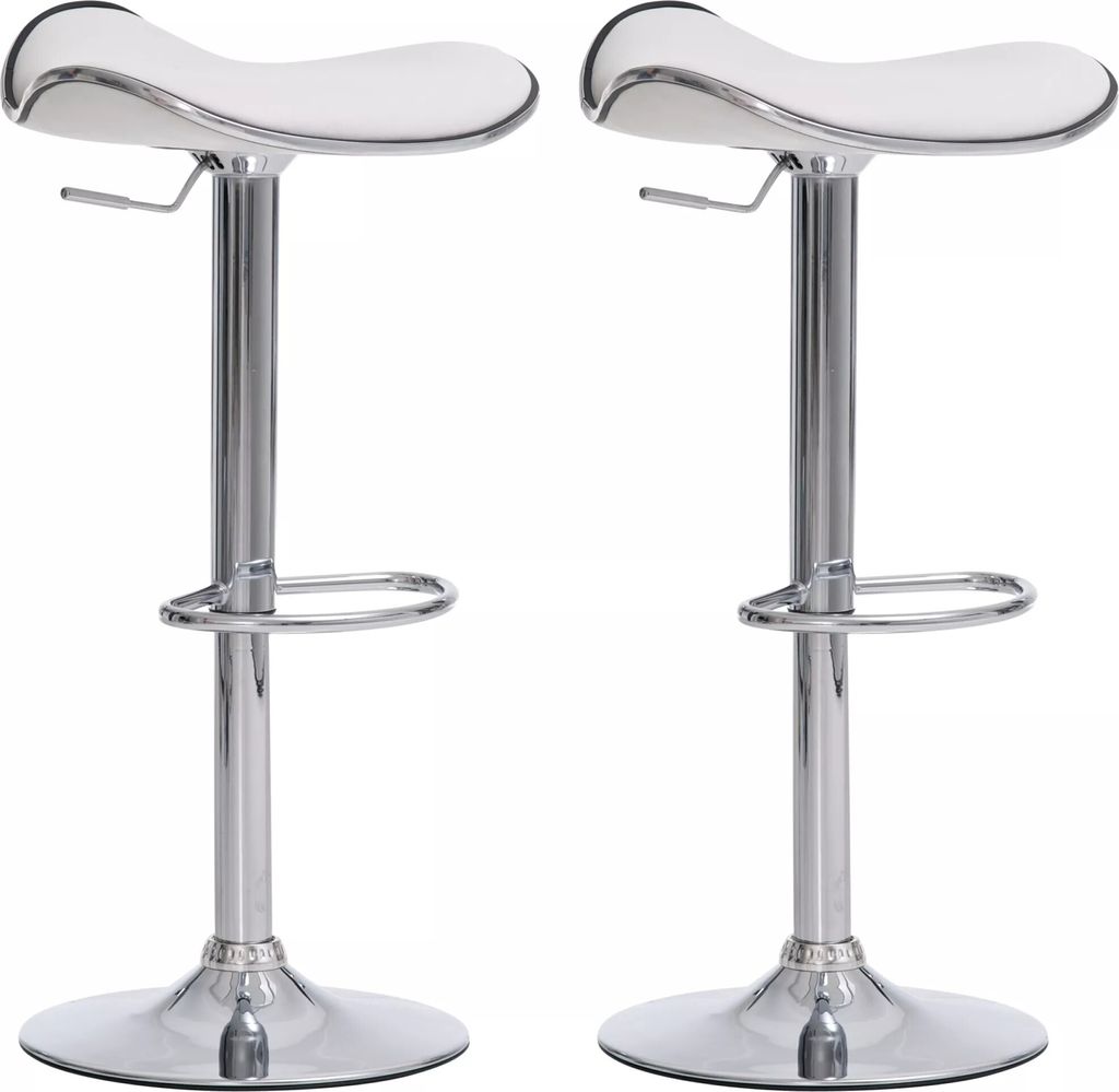 In And OutdoorMatch Barhocker Emilia - 2er-Set - höhenverstellbar - mit Fußstütze - Kunstledersitz - Metallbeine - Sitzhöhe 60 - 80 cm