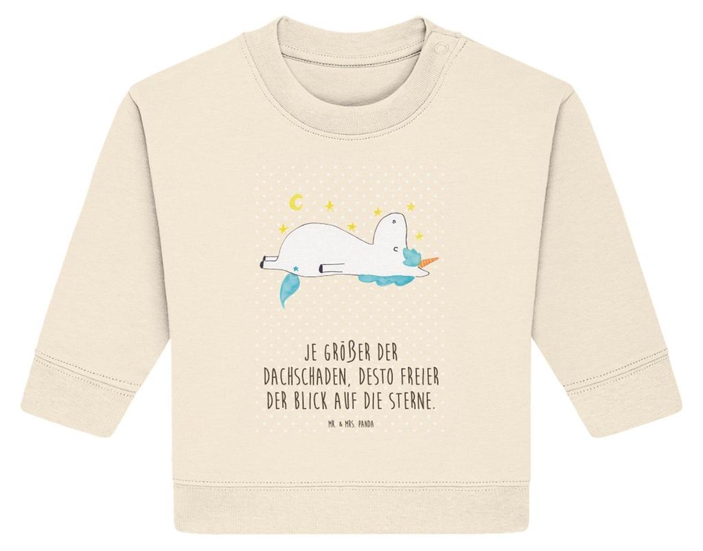 Mr. & Mrs. Panda Organic Baby Pullover Einhorn Sternenhimmel 12. - 18. Monat - Natural Raw - Geschenk, Verrückt, Einhörner, Sterne, Dachschaden, ...