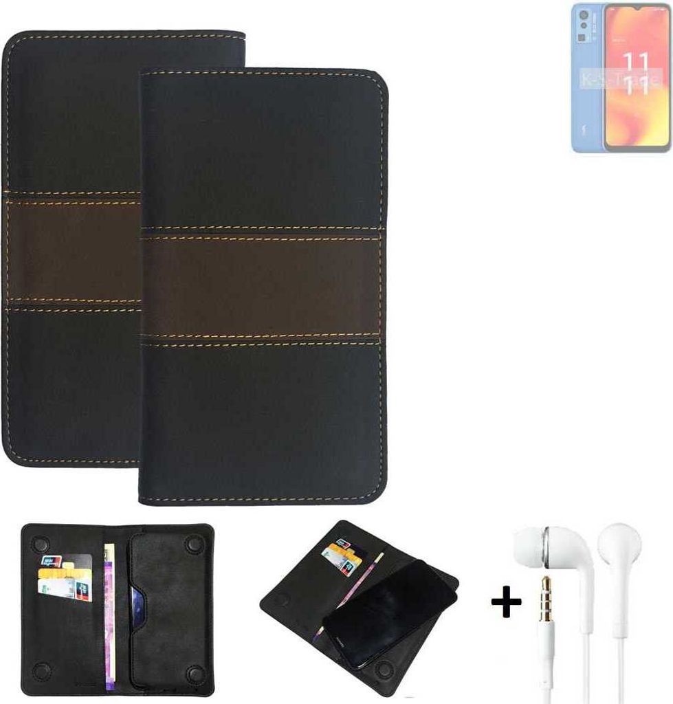 K-S-Trade Handyhülle + Kopfhörer kompatibel mit Lava Blaze Pro Schutzhülle Walletcase Bookstyle Tasche Schutz Case Hülle Wallet Cover Kunstleder