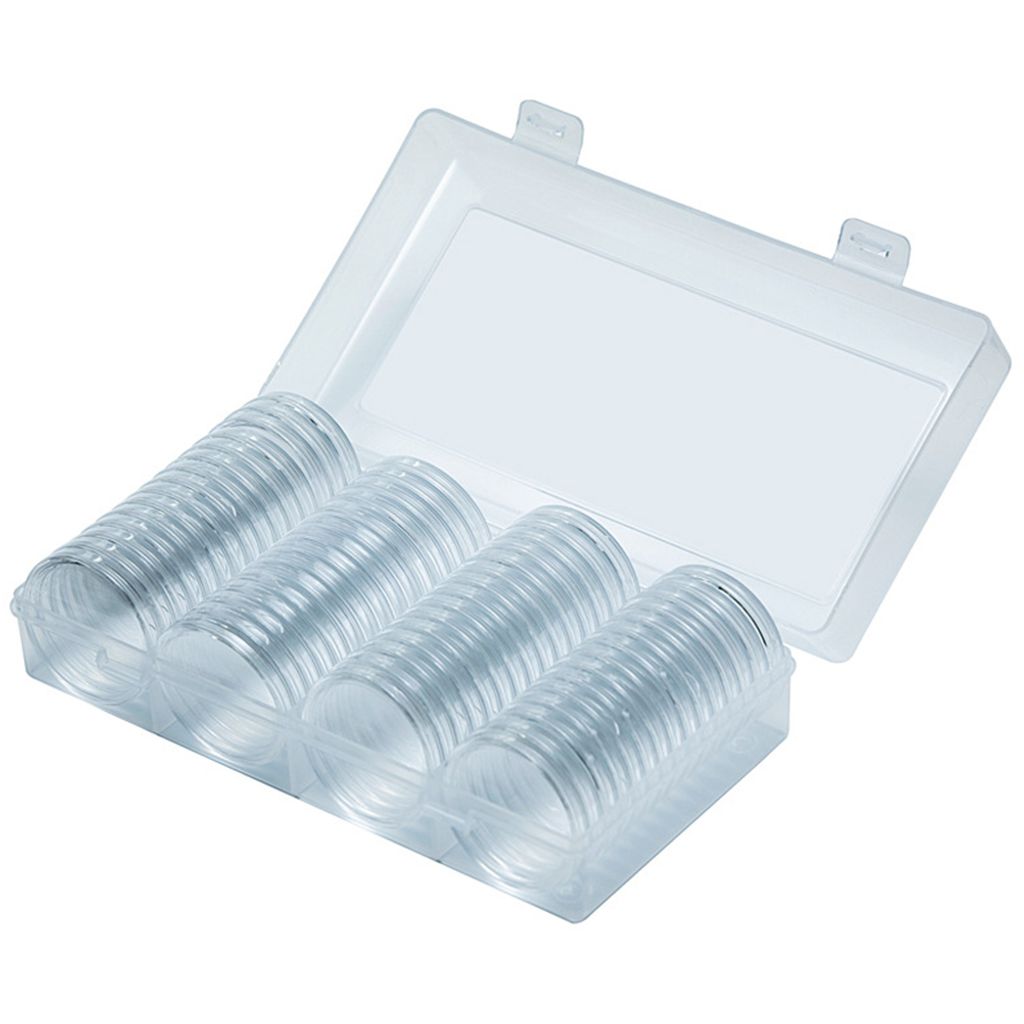 60 kapslí na mince, 41 mm, kulatá krabička, plast, Obrázek produktu 
