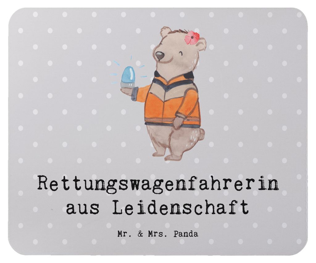 Mr. & Mrs. Panda Mauspad Rettungswagenfahrerin Leidenschaft - Grau Pastell - Geschenk, mousematte, Mousepad, Mouse Pad, pc, laptop