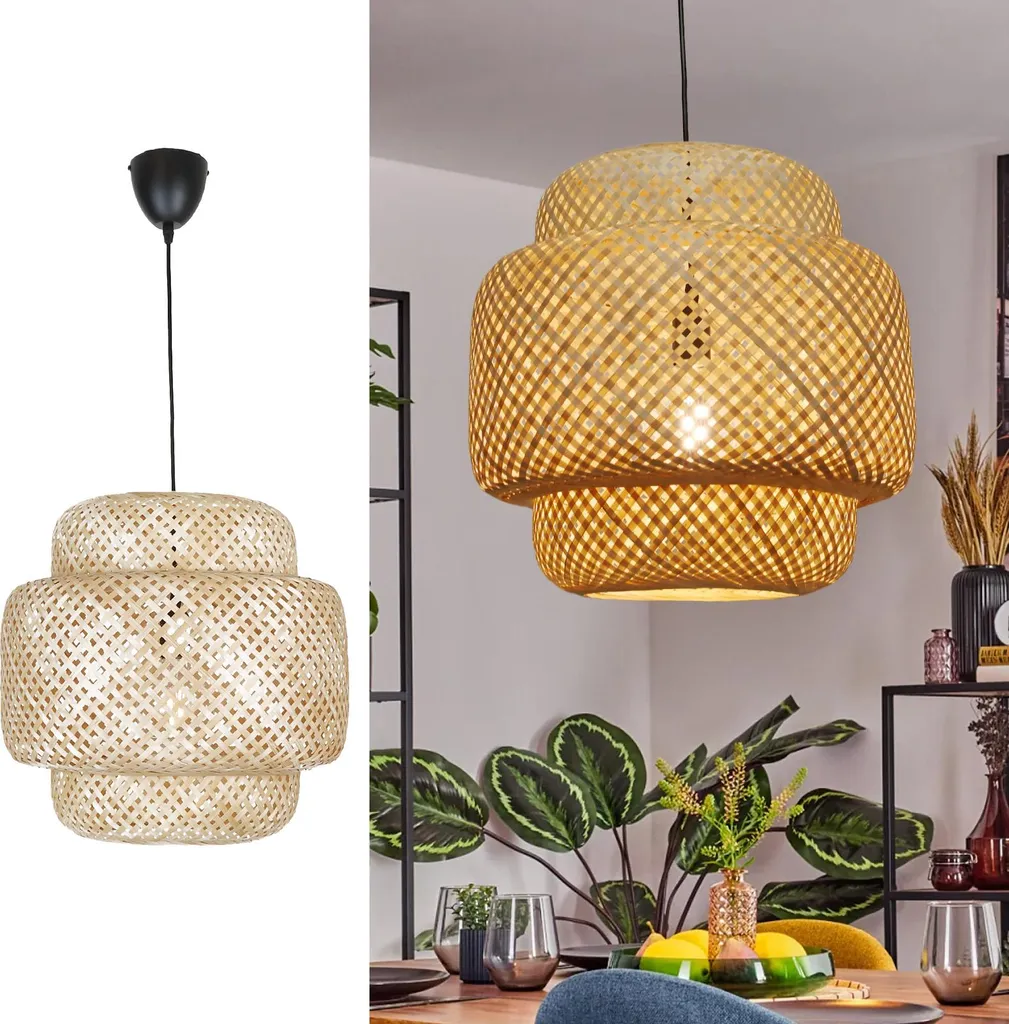 Suspension osier salon TARTA Ø45cm - Luminaire bohème pour salle à manger