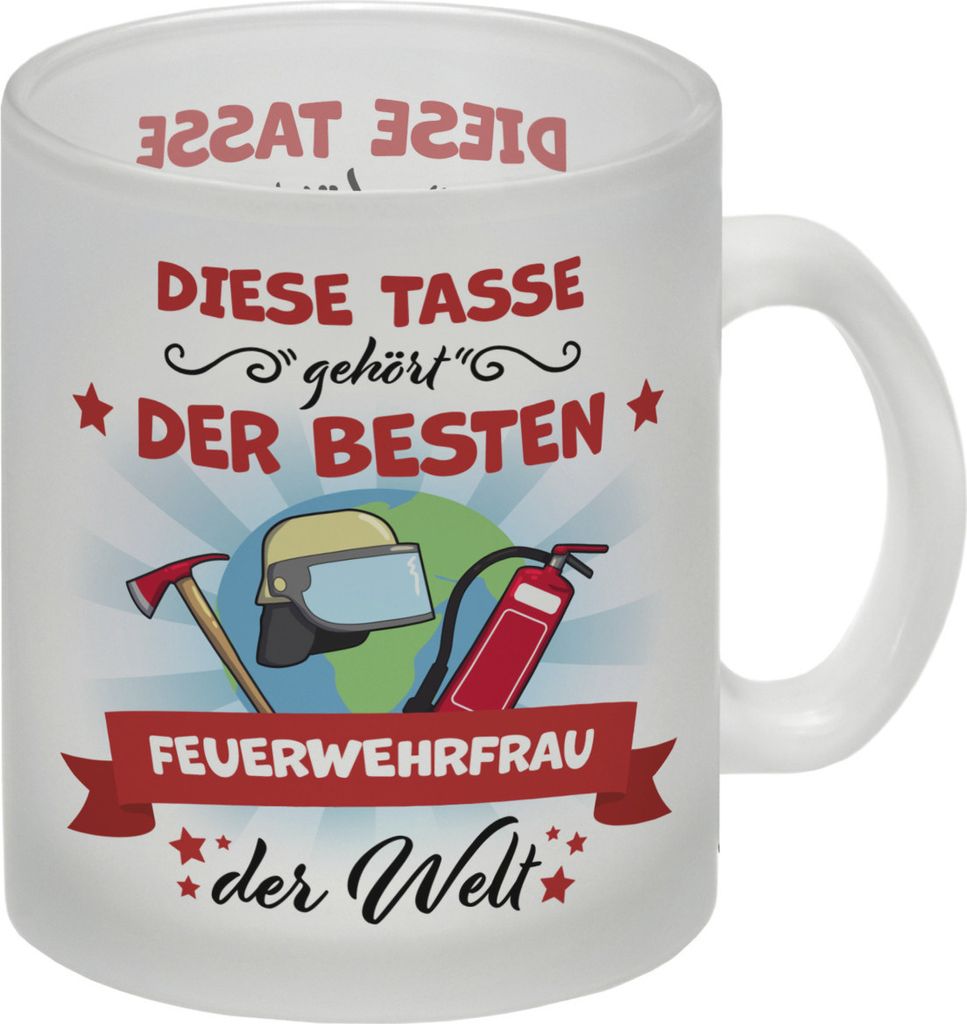 Beste Feuerwehrfrau der Welt Glas Tasse Produktbild 