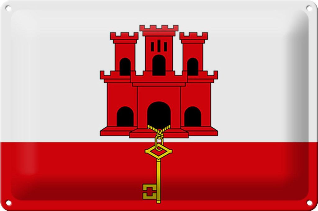 Blechschild Flagge Gibraltar 30x20cm Flag of Gibraltar Produktbild 
