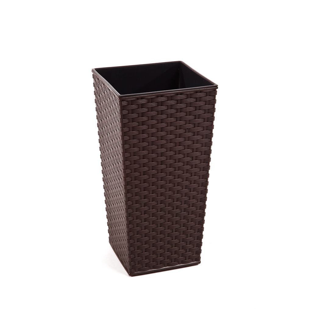 Blumentopf Topf aus Kunststoff mit Einsatz Innen, Rattan Mokka H 753 mm