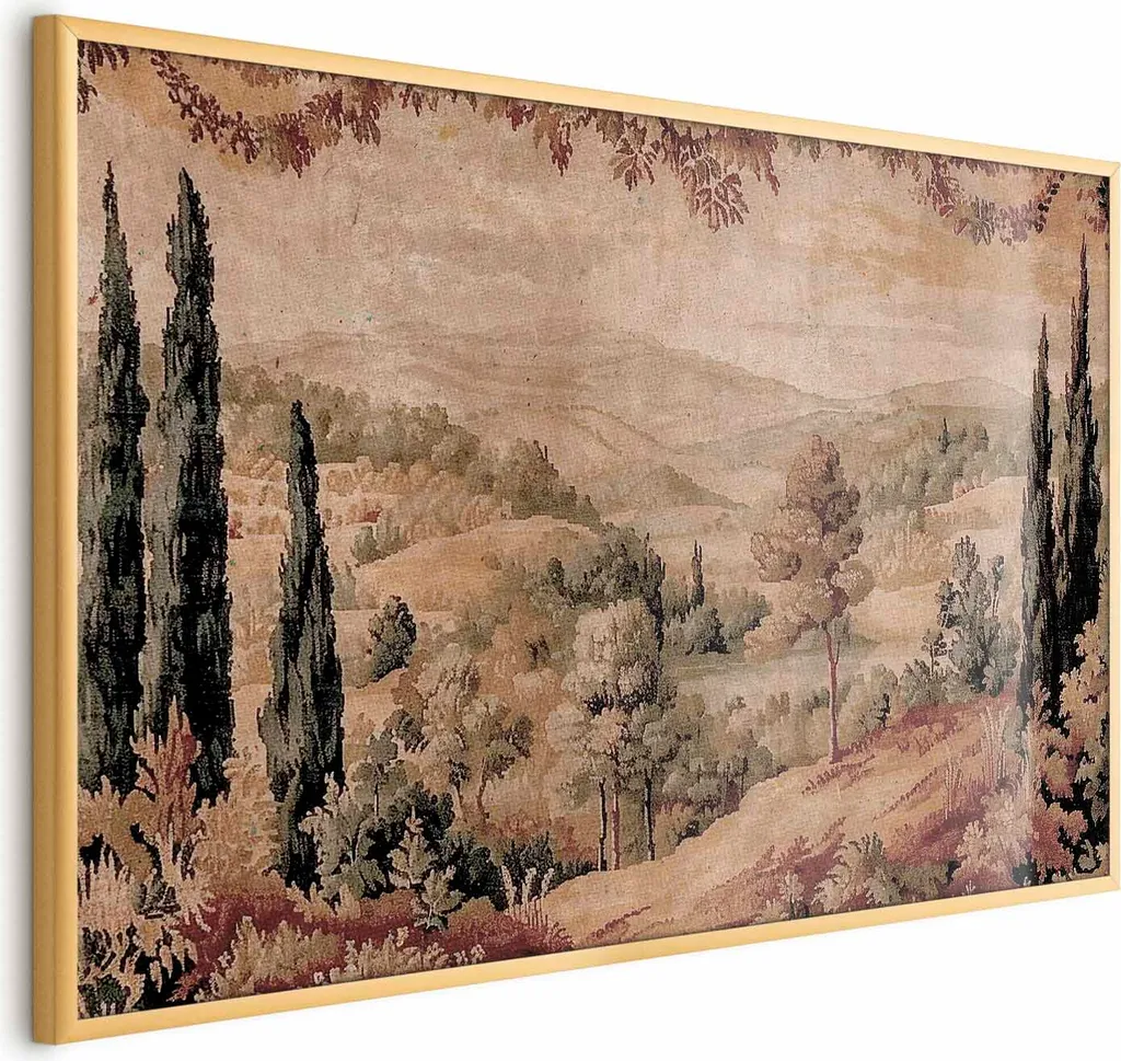 Quadro Paesaggio Mediterraneo 60x90 Oro - Decorazione Parete Luxury