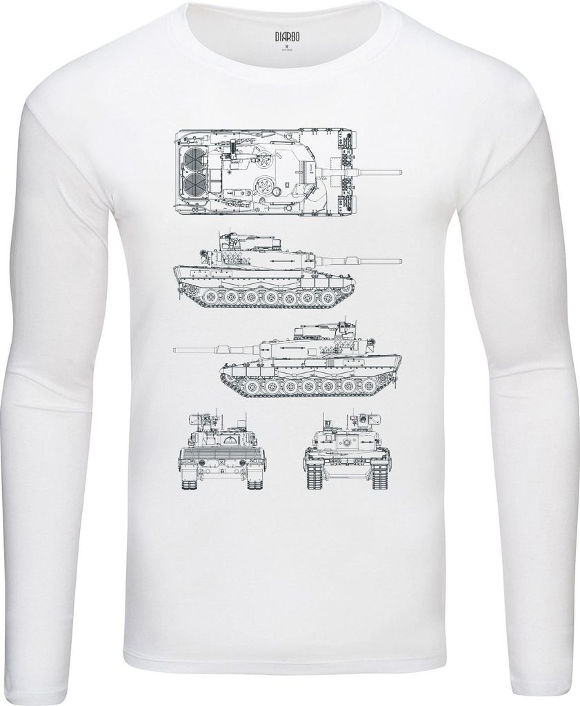 Herren Warm, Langarm-T-Shirt mit Druck Leopard 2 Weiß Gr.XL