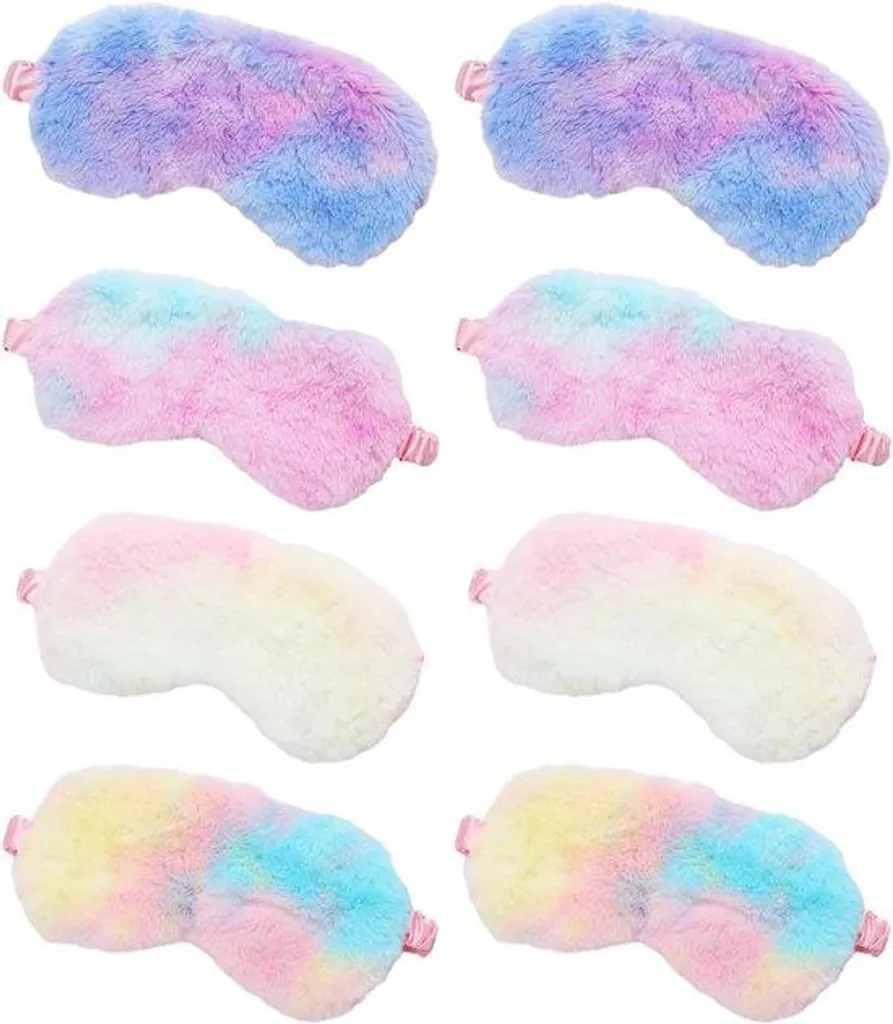 Masques de sommeil en peluche pour enfant, lot de 8 coloris assortis