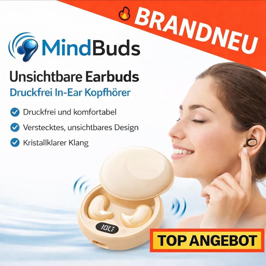 MindBuds Kopfhörer - Unsichtbare Bluetooth Earbuds In-Ear Ohrhörer ohne Druck: Beige
