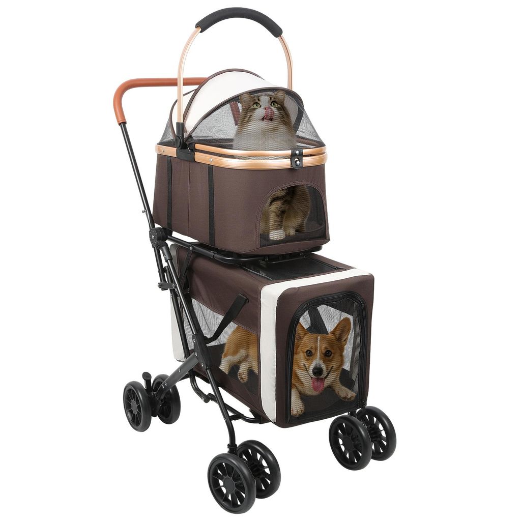 Klappbarer Hundewagen,2 Etagen Hundewagen für Kleine Hunde Produktbild 
