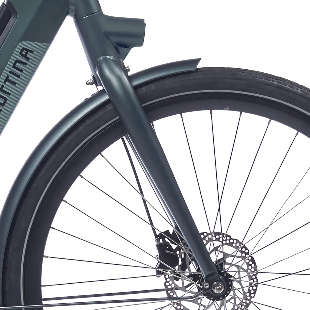 Fourche Avant pour Vélo Cortina E-Nite Coloris Vert Foncé en Finition Mate