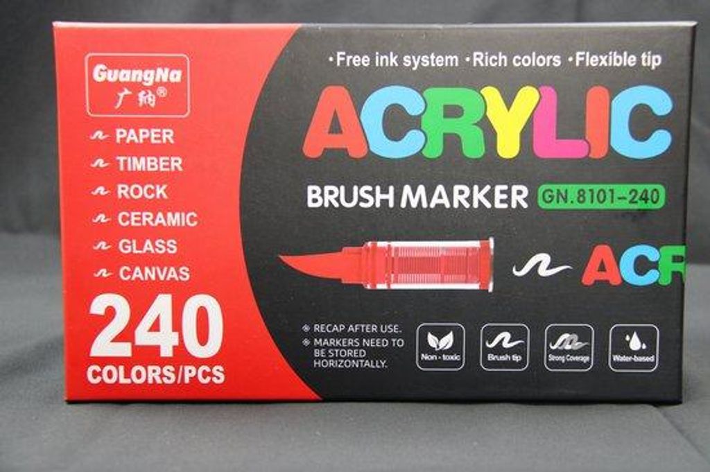 Guangna Pinselmarker – 240 Farben – Erwachsene und Kinder – Zeichenset – ungiftig – starke Deckkraft – auf Wasserbasis
