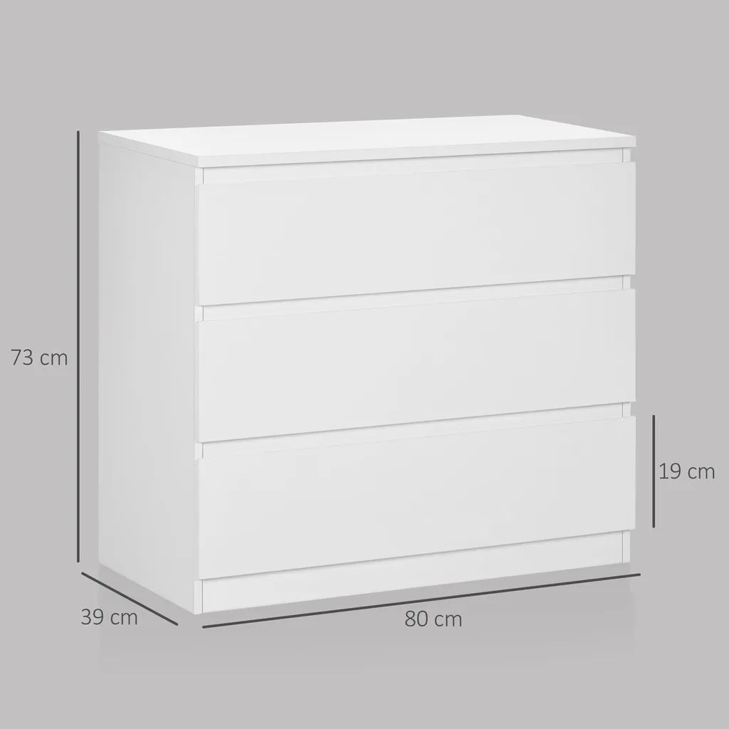 Petit buffet de chambre à 3 tiroirs commode de rangement bois clair