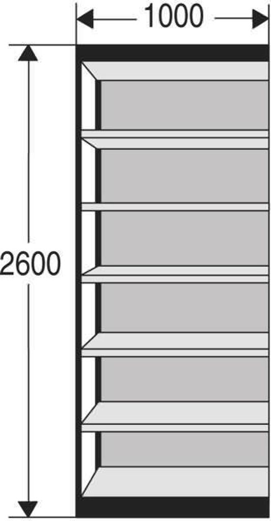 Büro-Regal Progress 2000 Regalfeld HxBxT 2600x1000x400mm 7 Böden Rückwand silber