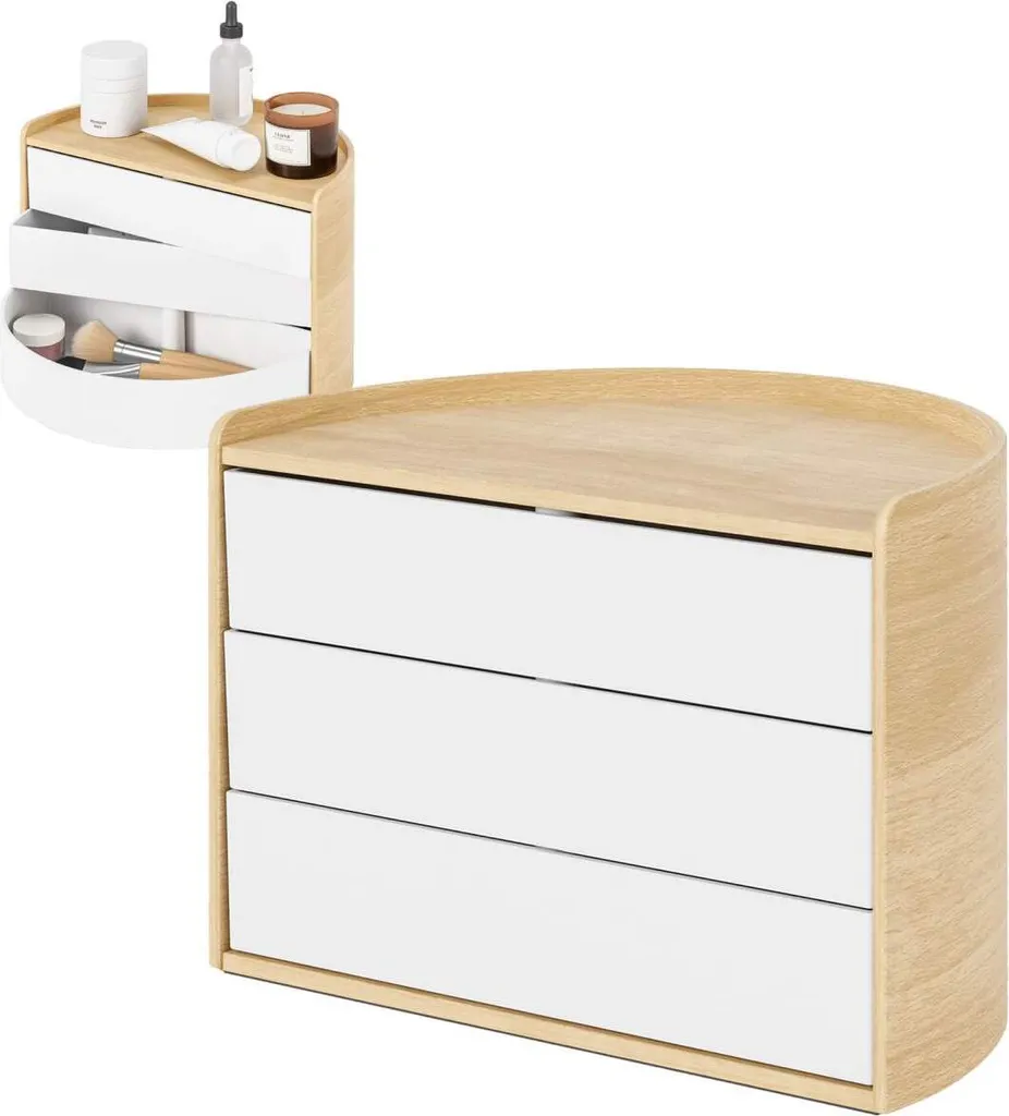 Umbra Moona 1014748-668 Boîte à Bijoux Blanche et Bois avec 3 Tiroirs