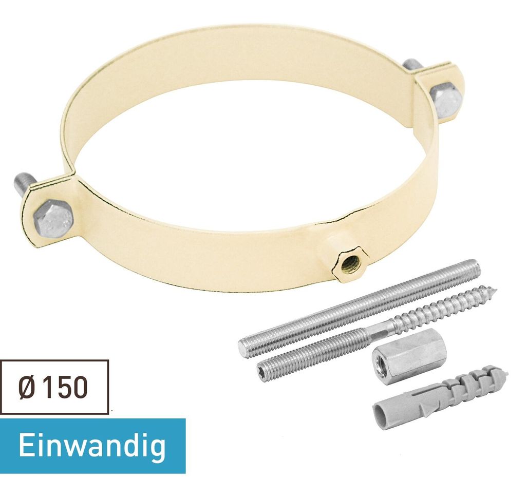 Raik Rauchrohr / Ofenrohr Emaille 150mm - Rohrschelle Elfenbein