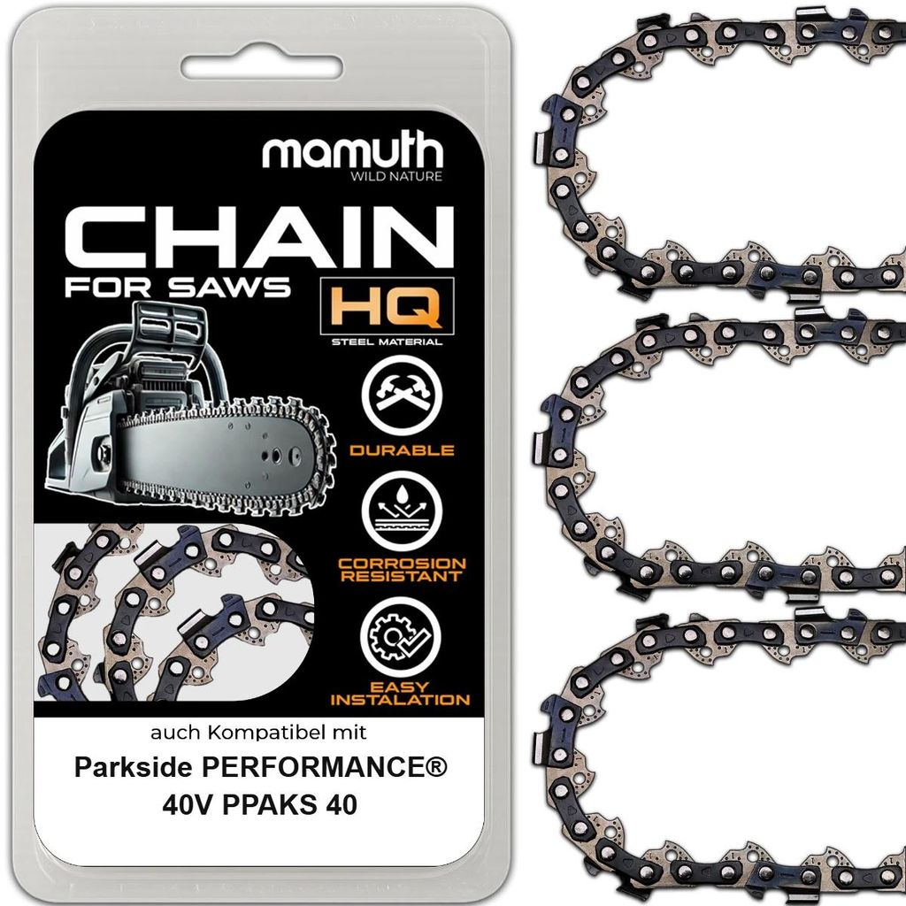 3x Sägekette 30cm 1,1mm 3/8" 46TG für Parkside PPAKS 40-Li Produktbild 